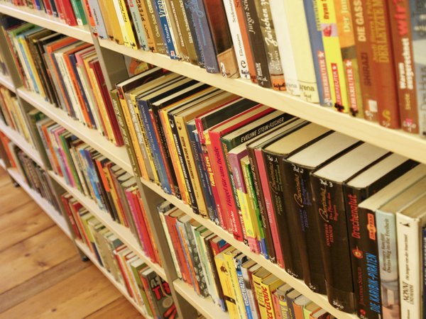 Bücherregal in der Stadtbücherei Krems